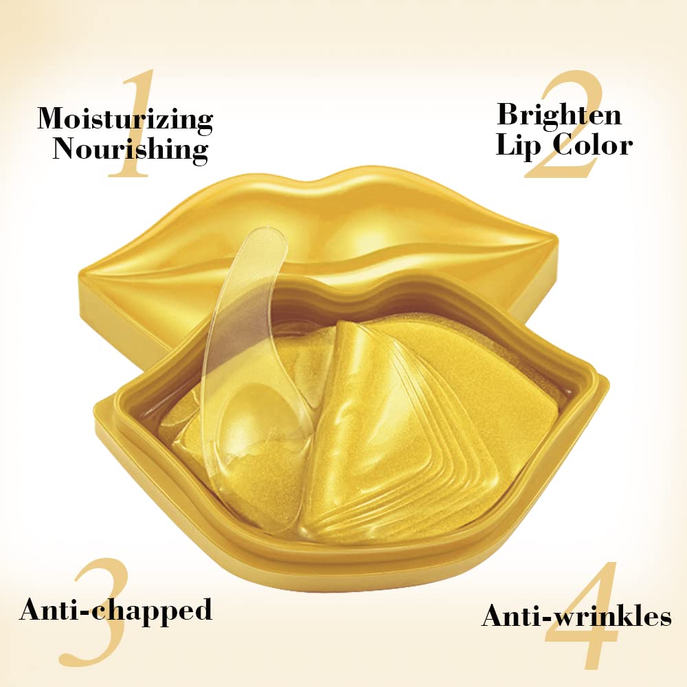 Máscara de labios de oro de 24 quilates, mascarilla hidratante para labios, nutritiva e ilumina el color de los labios, antigrietas y antiarrugas, hidrata y protege contra los rayos UV del sol