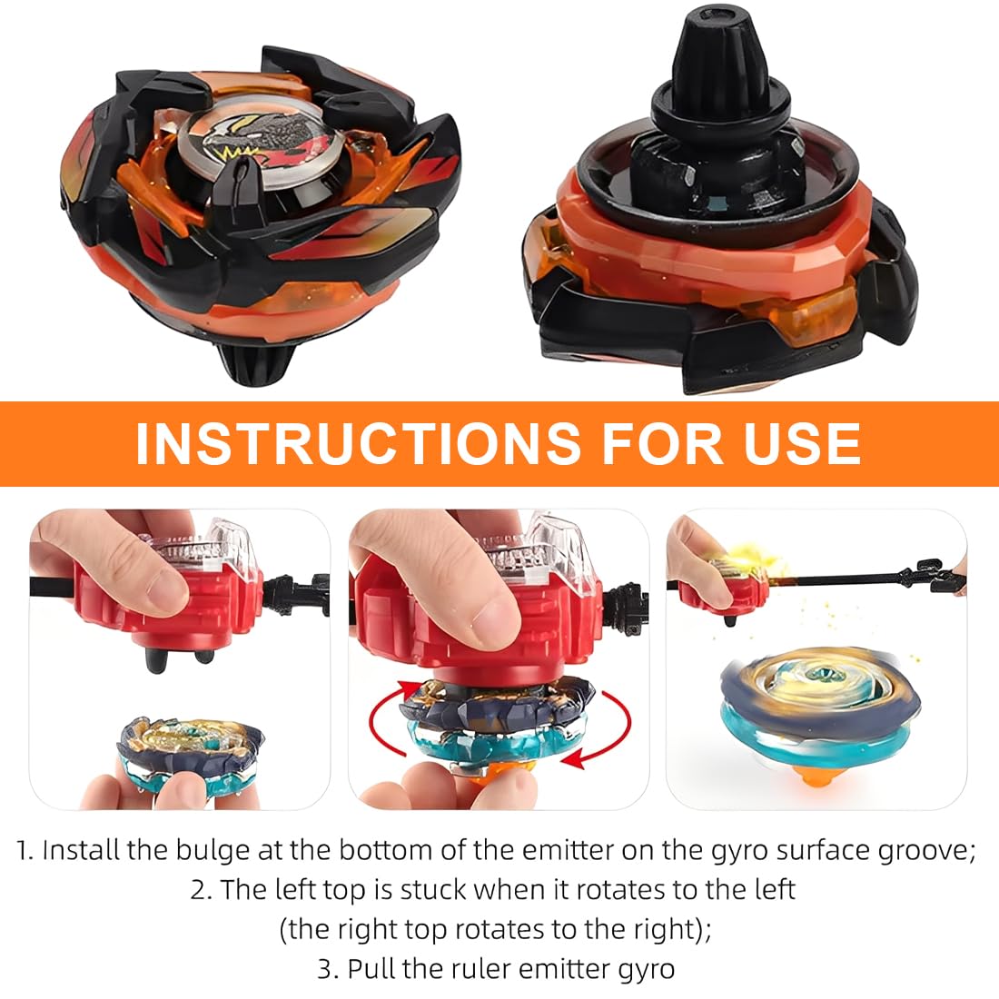Compatible x Série Set, Gyroscope en Alliage + Transmetteur à Ruban Métrique avec Poignée, Jouet de Combat Multijoueur, Pour les Fêtes, les Jeux en Famille