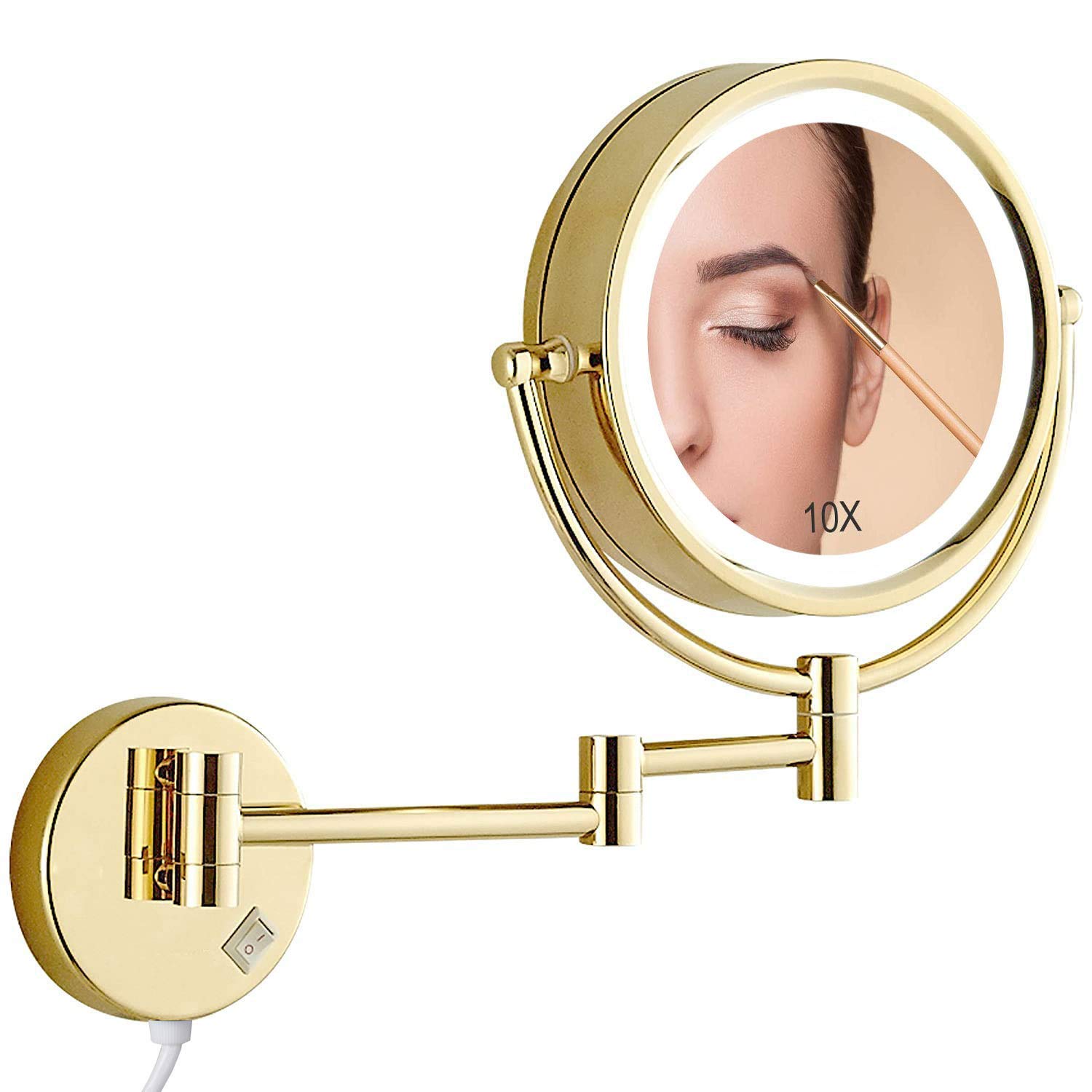 Miroir de Maquillage Mural Gold Chic, Finition Haut de Gamme pour Meuble-Lavabo