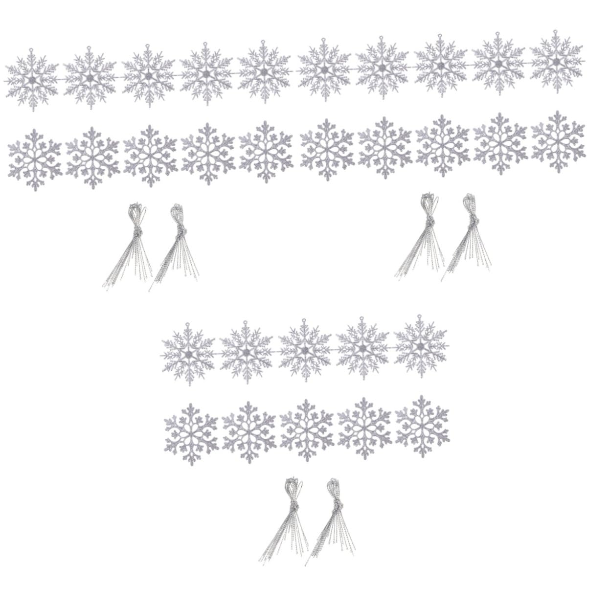 PRETYZOOM 3 Juegos de Elegantes Colgantes para Árbol de Navidad con Lentejuelas Y de Nieve Plateados Unidades X 3