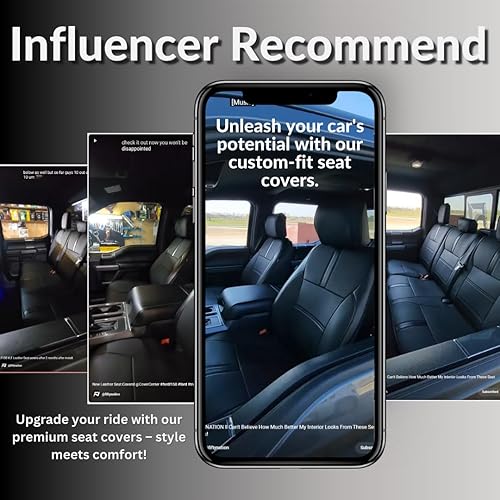 Miniatura 2 de CoverCenter Fundas de asiento para Ford F150 2023 2022 2021 2020 2019 2018 2017 2016 2015, juego completo de fundas de asiento negras para 2015-2023