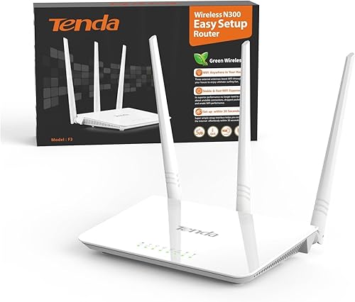 Tenda N300 Router WIFI inalámbrico con antena de alta potencia 5dBi (F3), Blanco