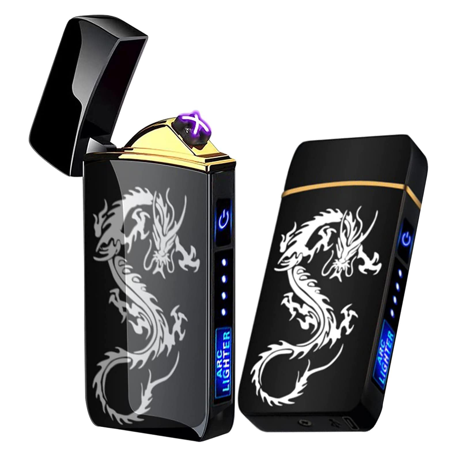 T3 Black Dragon Arc Lighter - Smart, USB Rechargeable, Windproof, Flameless, Lightweight Plasma Lighter for Fire, BBQs, Fireworks, Candle, Camping -