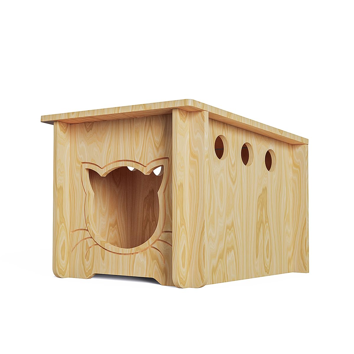 Pinewood Cat House, Weatherproof Wooden Bunny Rabbit Cat Hutch Outdoor Pet Cage Shelter Feral Cat House, Small Pet House and Habitats