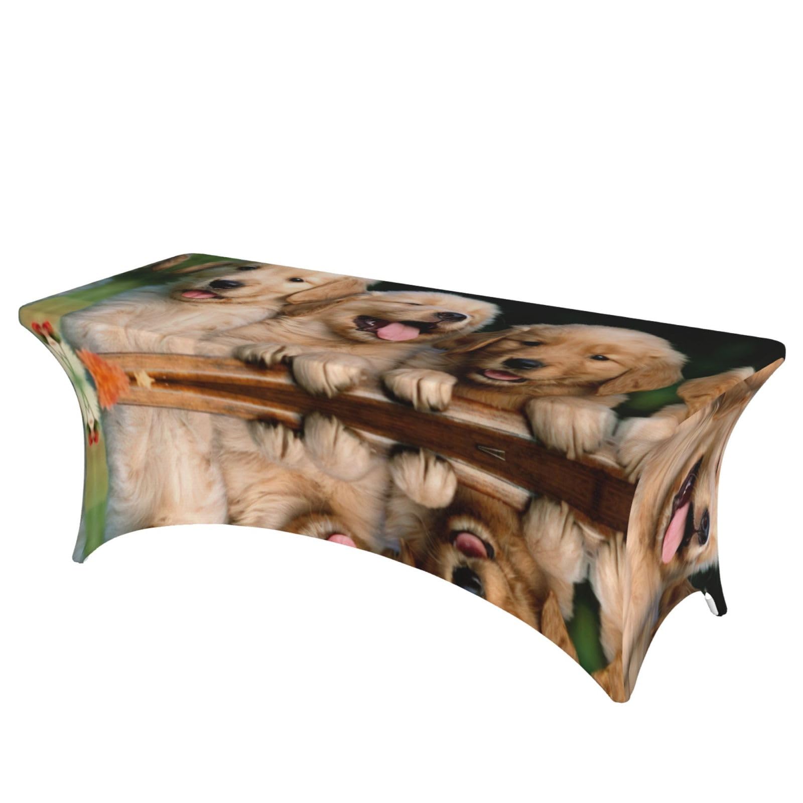 Nappe rectangulaire extensible Golden Retriever pour table ovale