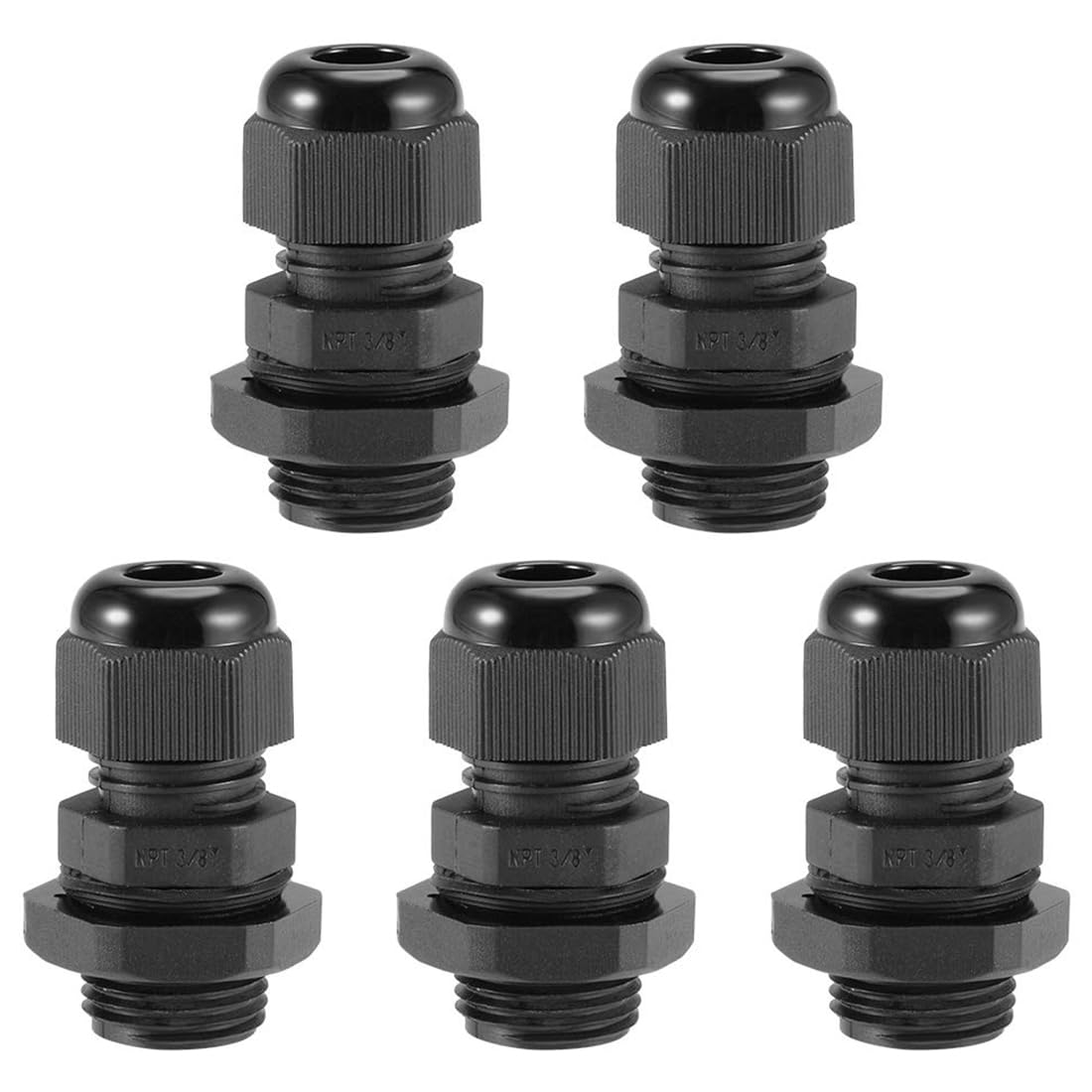 TA-VIGOR 5Pcs NPT3/8 Cable Gland, IP68 Waterproof Adjustable Plastic Nylon Wire Connectors Gland Joints for 6mm-10mm Cables