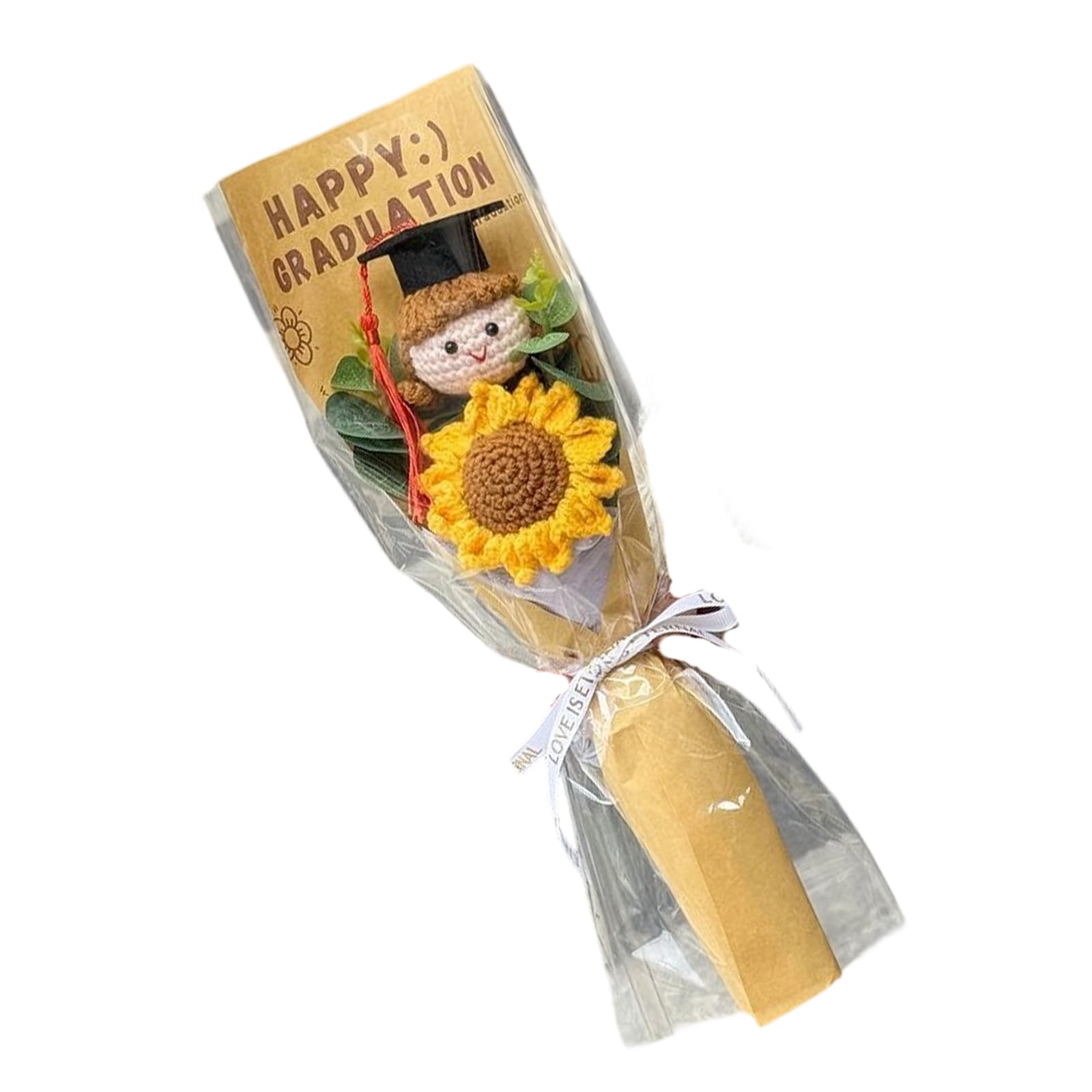 Buxuaaaa Unique Yarns Sunflowers Bouquets Crochet Flower Perfect Graduation Accessory and Festival Craft Decoration Hand Crocheted Sunflowers Bouquets