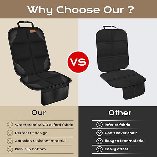 Miniatura 7 de Yuan & Chuang Paquete de 2 protectores de asiento de automóvil, tela 1680D, con acolchado más grueso, protector de asiento de automóvil para asiento