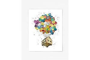 Enliven Interiors with a Serene Embrace: Balloons House Prints, Watercolor Dreamscapes