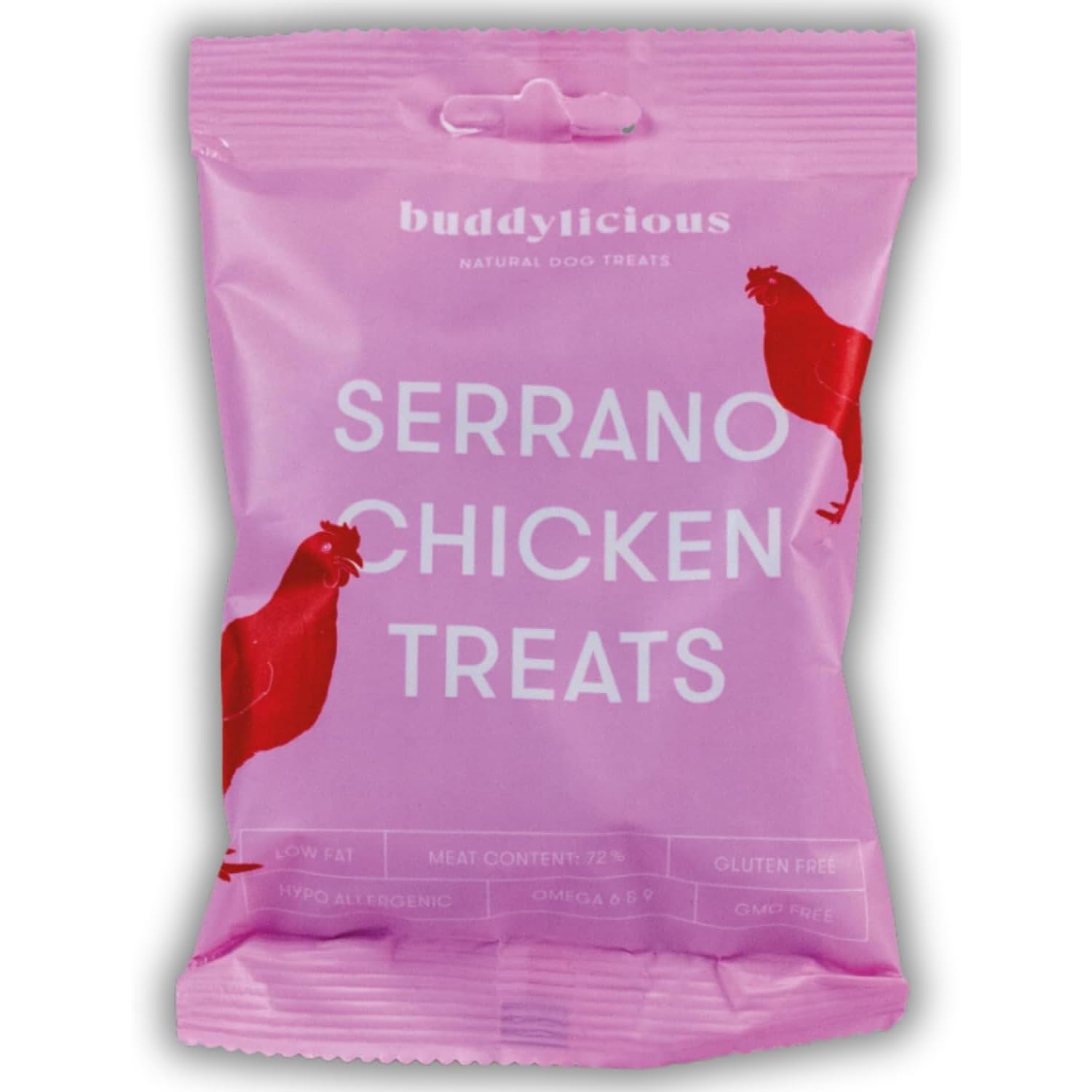 Buddylicious Natural Healthy Chicken Dog Treats | Serrano Dog Treats, Gluten Free, GMO Free, Hypoallergenic, High Meat Content, Omega 6 & 9 | Healthy Treats For Dogs Perfect For Training.
