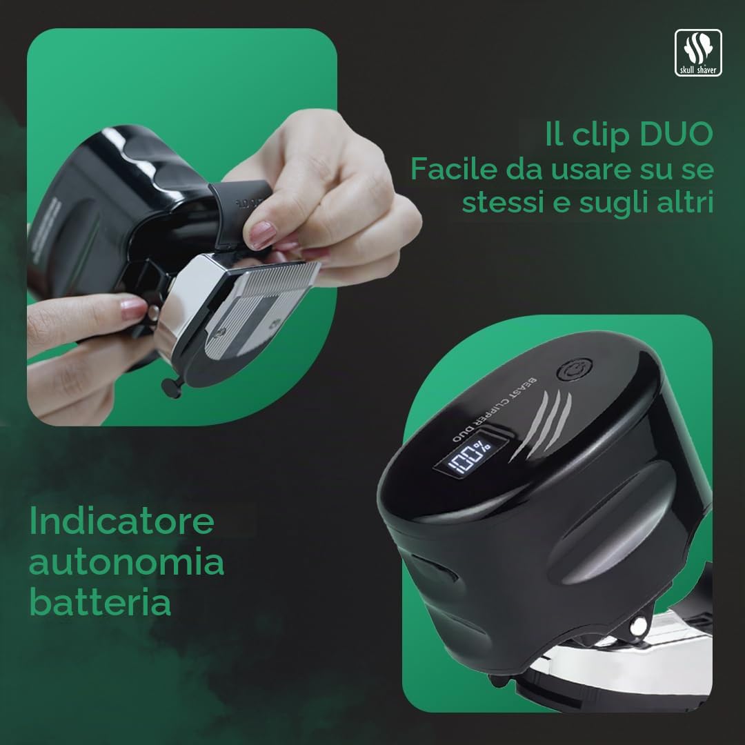 Skull Shaver Beast Clipper Duo - Kit di Cura per Barba e Capelli per Uomo - Tagliacapelli Senza Fili, Ricaricabile, Set Regalo | Kit di Cura per Barba e Capelli per Uomo, Tagliacapelli Senza Fili, Ricaricabile, Set Regalo