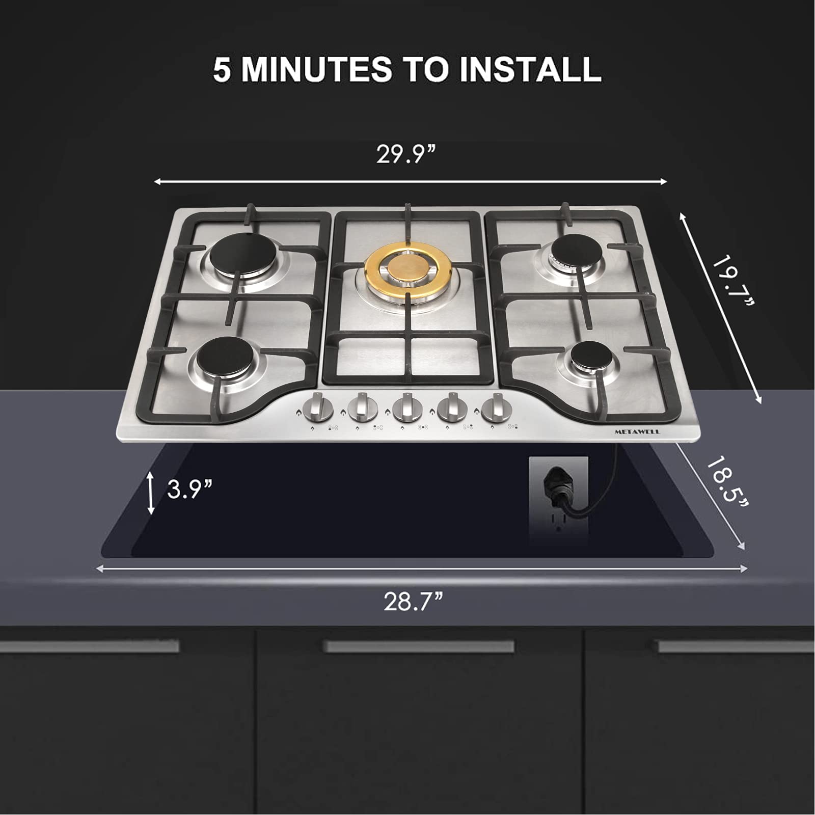 5 burner ceramic gas hob