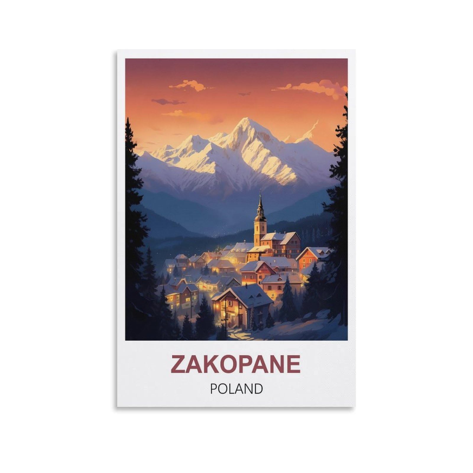 WGMDOEE Zakopane Poland Vintage Travel Posters 08x12inch(20x30cm) Canvas Poster Living Room Wall Art Home Decor