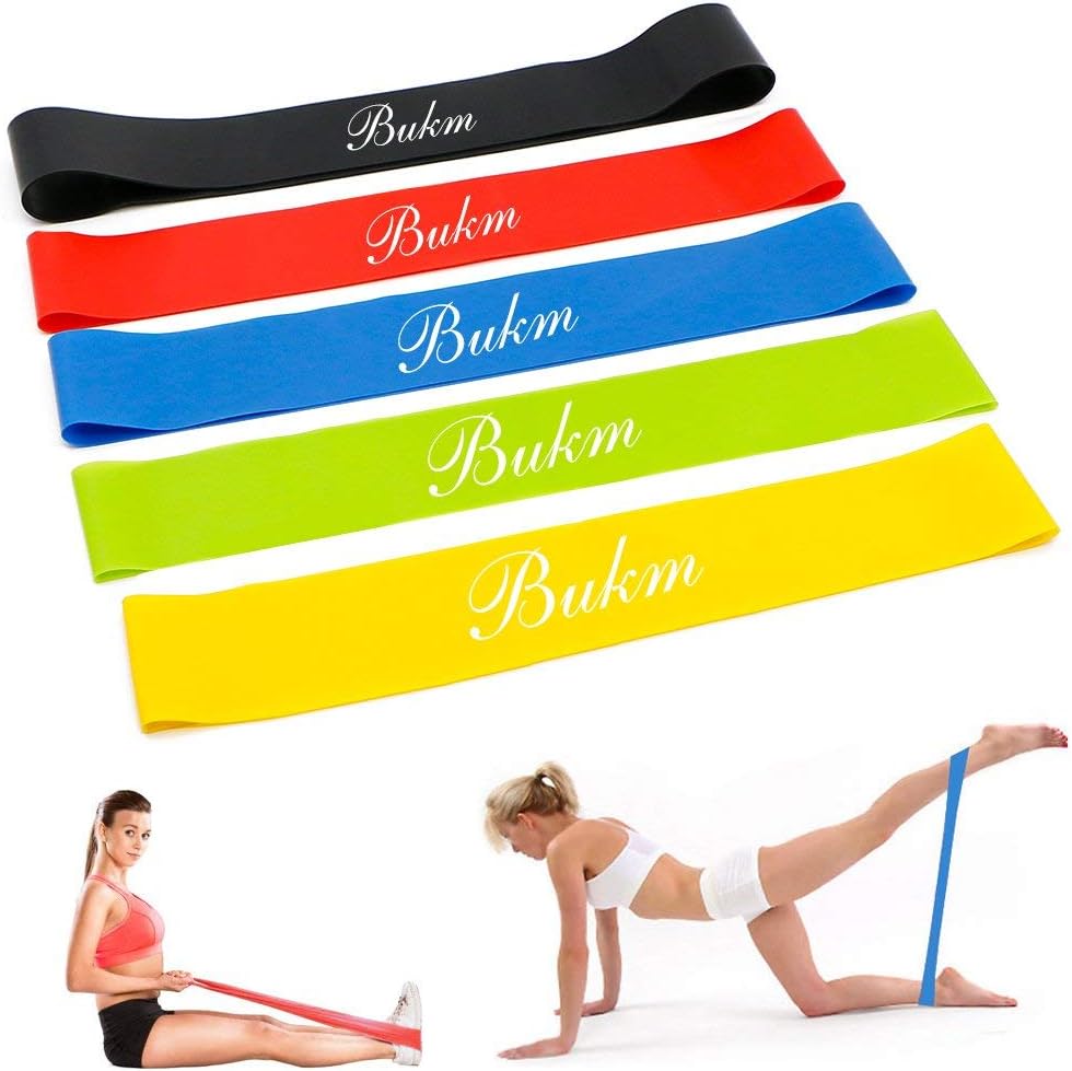 Bukm Resistance Bands, 5 Pcs Premium Exercise Loop Bands,Great Improving for Workout,Yoga,Physical Therapy and Training Body Legs Glutes-Suitable for Women and Men