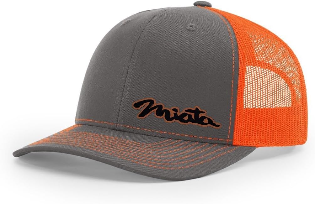 Miata MX5 Sports Car Logo Side Panel Laser Engraved Leather Patch Richardson 112 Snapback Trucker Hat Cap