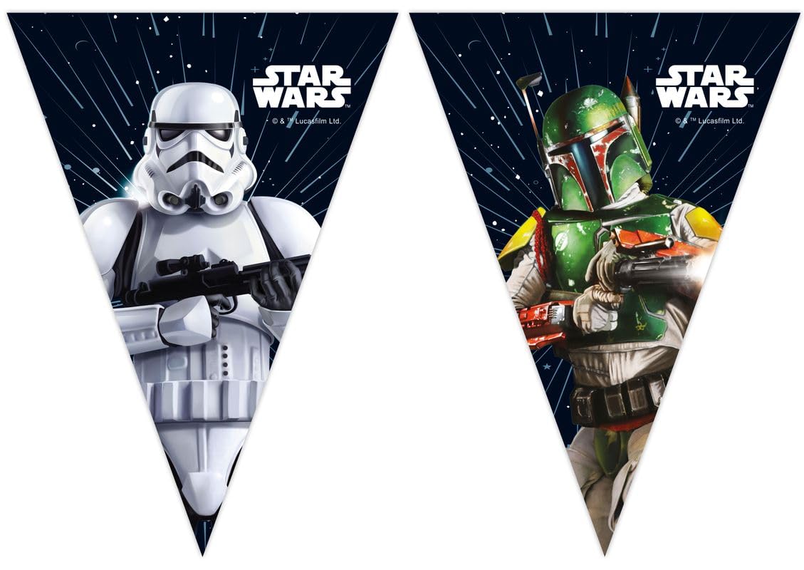 Procos White - Wired 9 Star Wars Galaxy Triangular Flags In Fsc Paper, Pr93883