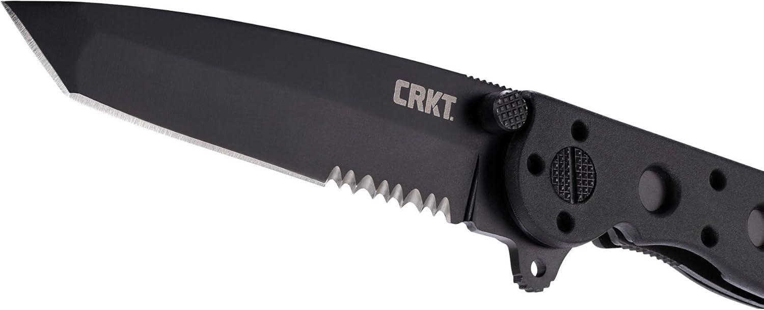 CRKT M16-10KZ EDC Folding Pocket Knife: Everyday Carry, Black Serrated Edge Blade, Tanto, Automated Liner Safety, Nylon Handle, Pocket Clip