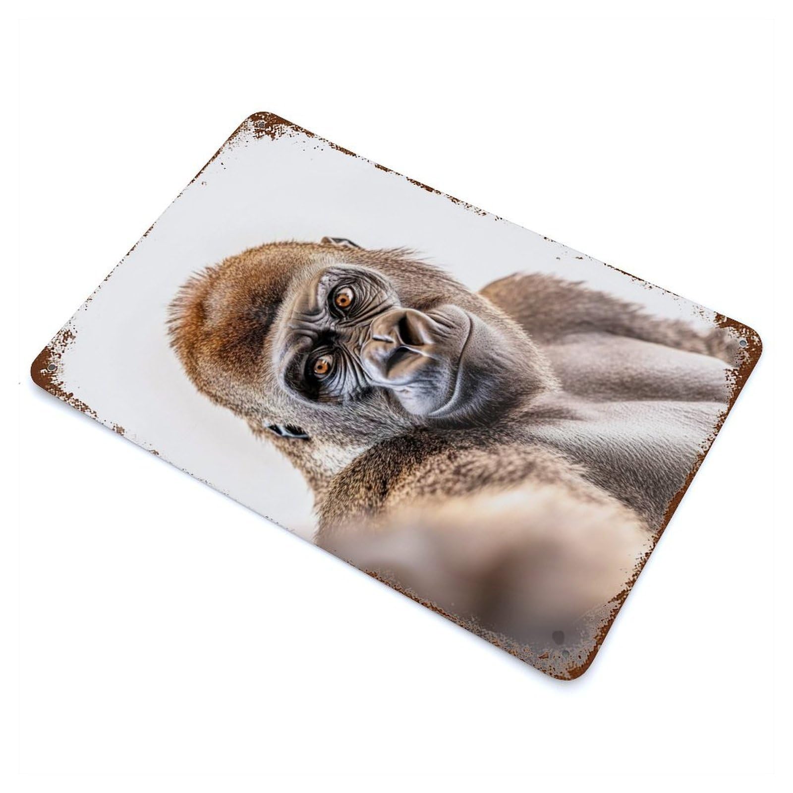 Garage Style Gorilla Selfie Vintage Rust Metal Sign 11.8"x7.9", Vintage Wall Decor for Bar And Workshop