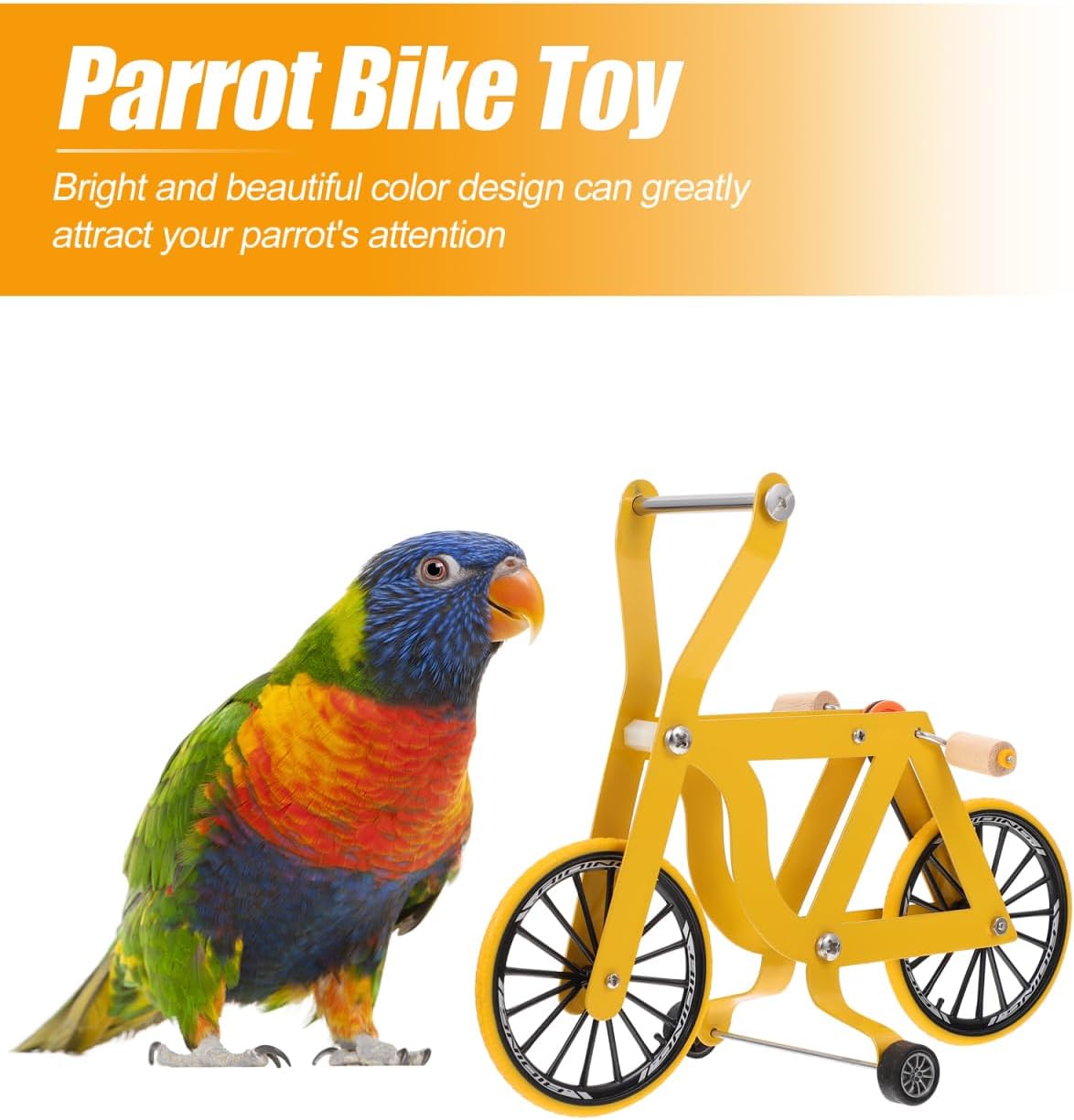 Toddmomy Parrot Bike Toy 7.87 Inch Interactive Bird Training Toy for Parakeets Conures Cockatiels Educational Intelligence Development and Physical Exercise