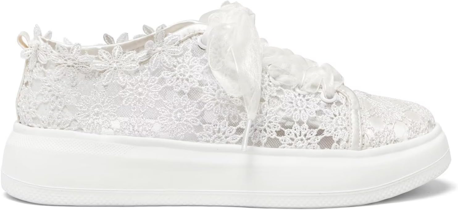 Emily Bridal 115-11 Women's Wedding Sneakers Flats Tennis Shoes Flower Lace Sneakers