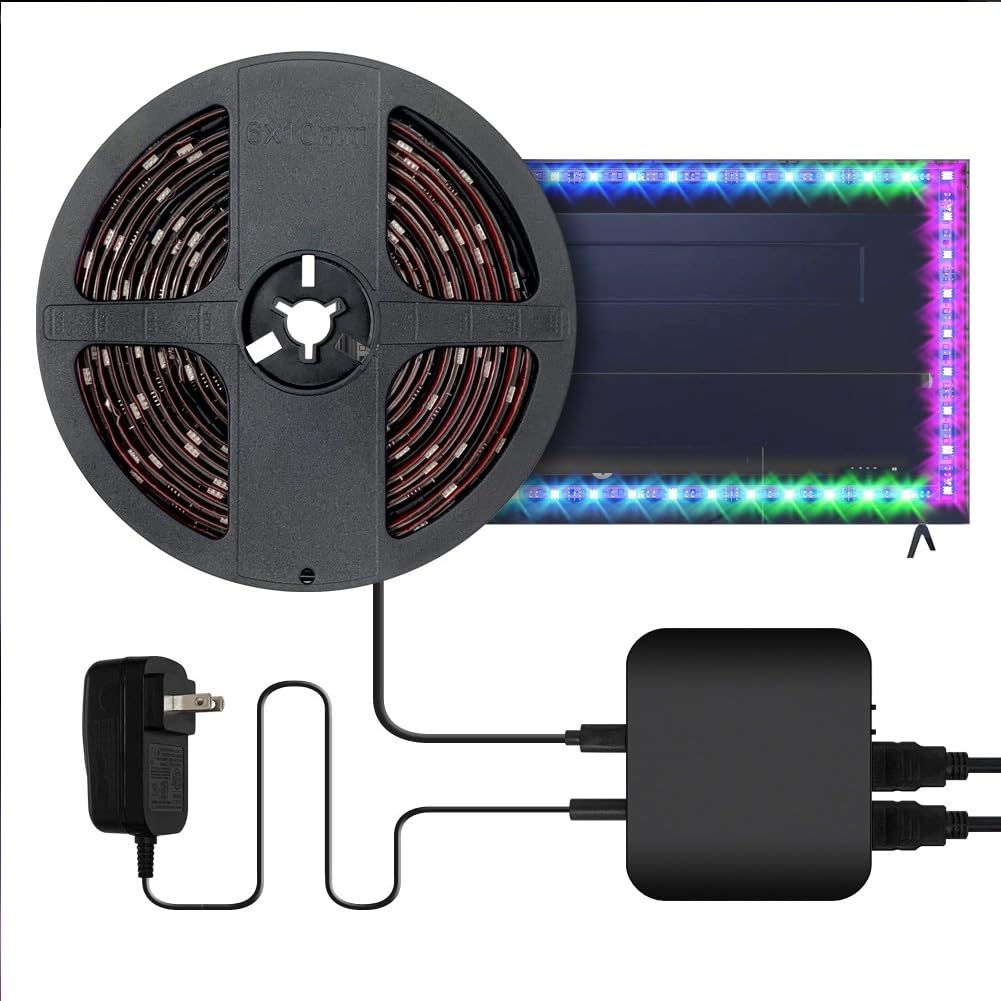 DONGXIAO Luz LED for TV, retroiluminación de TV, Tira de luz Inteligente for TV, Pantalla HDMI de TV con luz de sincronización de Pantalla, luz Ambiental de transmisión de Fondo(5m(for TV 98~105in))