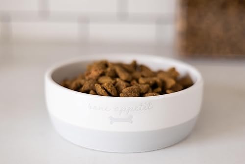 Miniatura 9 de Pearhead Ceramic Bone Appétit - Cuenco para perros, capacidad para 2 tazas, plato de gres para alimentos y agua, comedero para mascotas gris y