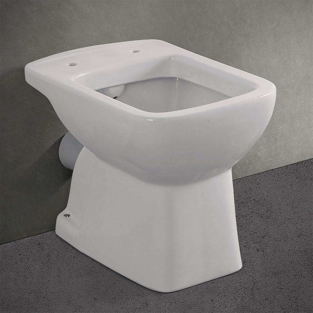 Wc Tradizionale Con Scarico A Parete 35,2x48,5 Cm In Ceramica Bianca Lucida Ginevra