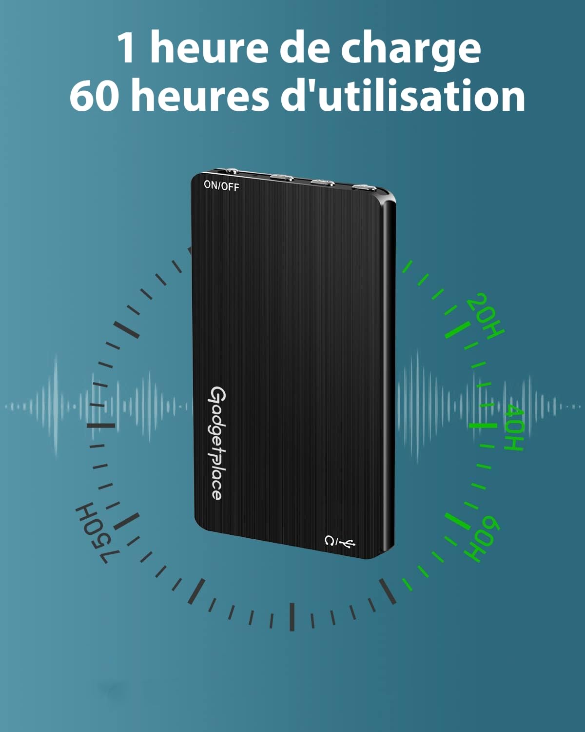 Mini Appareil d'écoute - 80 Heures d'enregistrement - Enregistreur Espion - Appareil d'écoute - Enregistreur Vocal numérique - Dictaphone