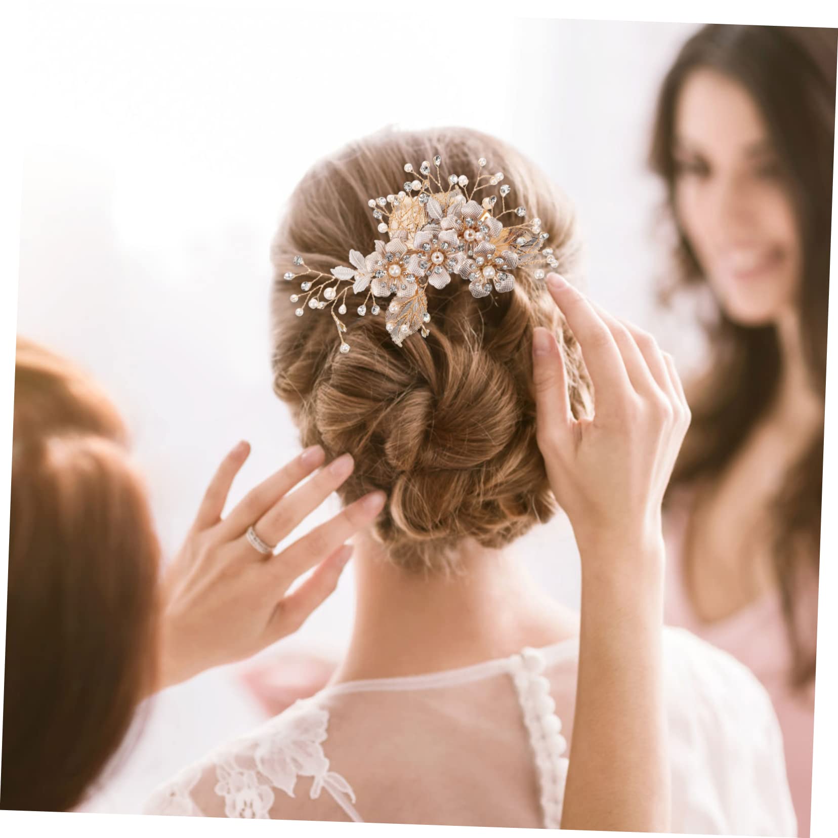 MAGICLULU 5St Haarnadel Haarspangen Haarklammer hairpin Hochzeit Strass-Kopfschmuck Tiara haarschmuck Brautaccessoires goldene Haarspange Blatt Kopfbedeckung Zubehör Brautjungfer