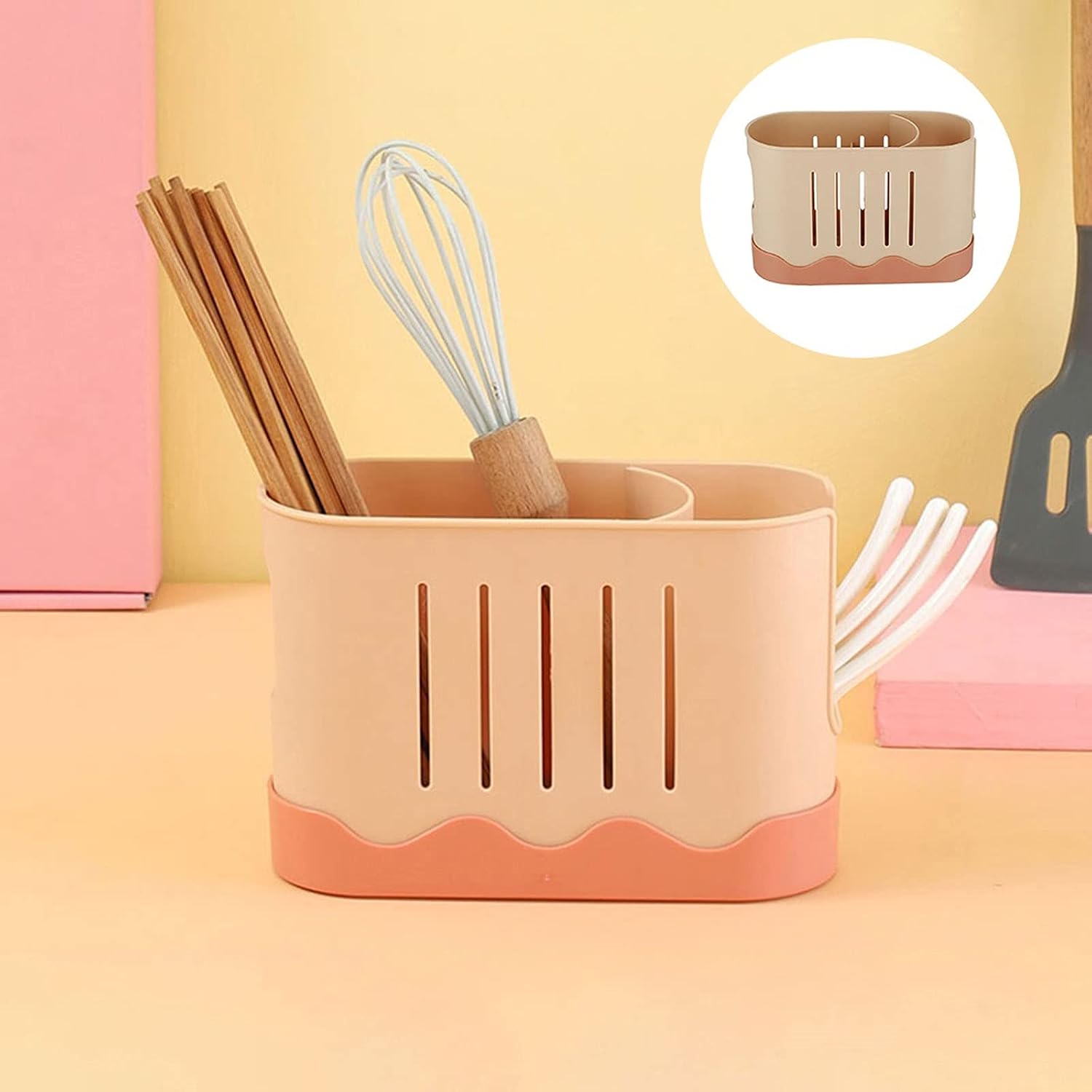 Chopstick Racks Draining Storage 3 Divided Compartments Chopsticks Cage Flatware Caddy for Spoon Kitchen Utensils