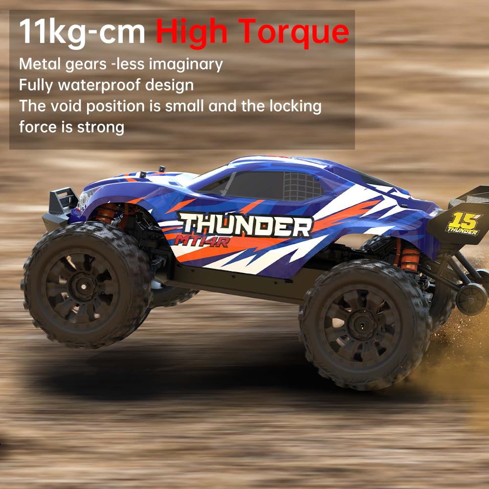 X-Verse MT14R 4WD 100KM/H Coche teledirigido, 1:14, resistente al agua, con motor 3S sin escobillas, 2,4 GHz, todo terreno, todoterreno, para adultos, 3 pilas, color rojo