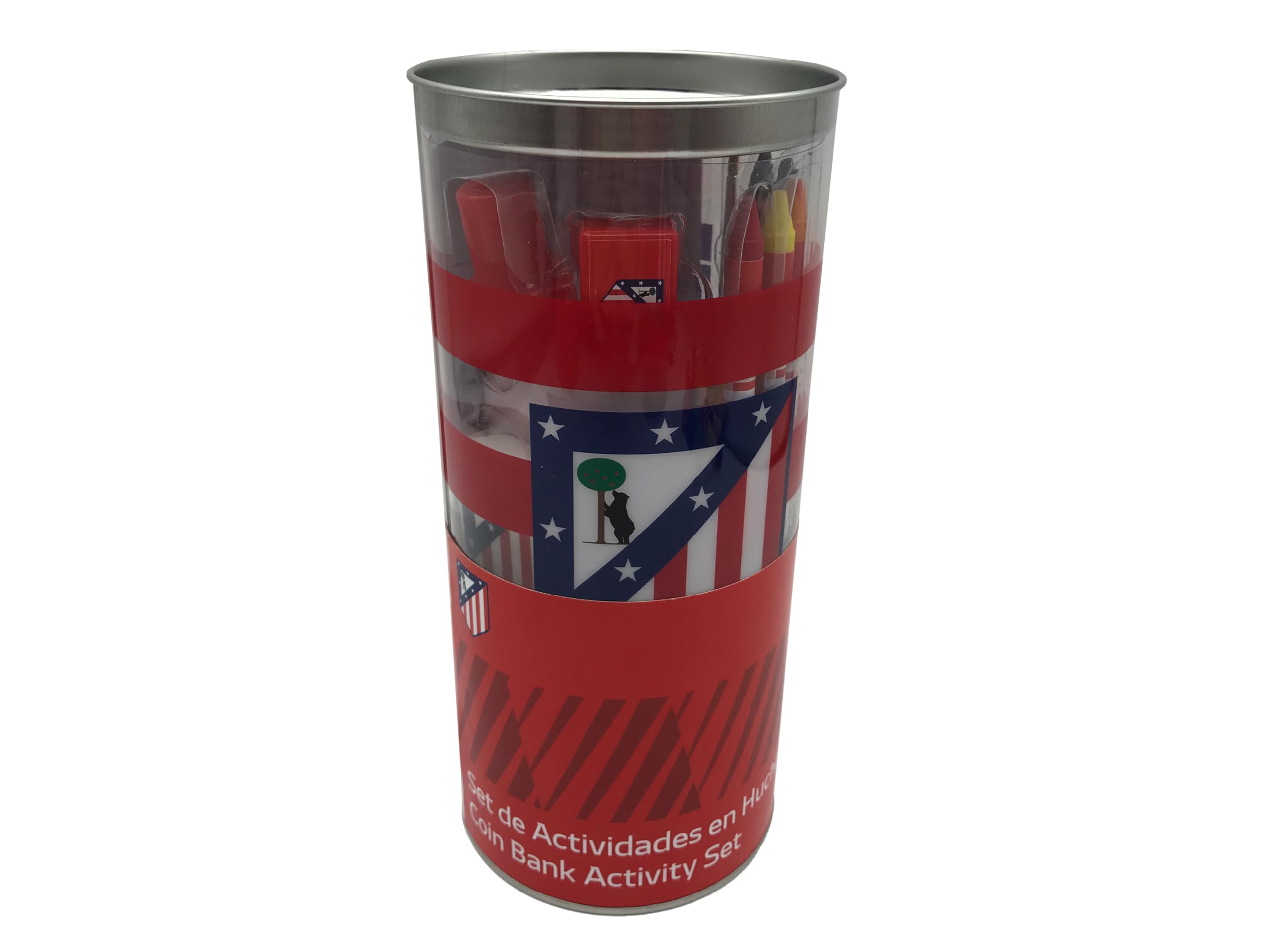 CyP Brands- Atlético de Madrid- Drawing Set, Stationery Set, Drawing Material,Piggy Bank, Paints, Sheets for Drawing, Stickers, Official Product