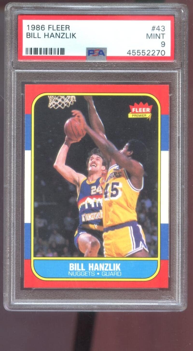 1986-87 Fleer #43 Bill Hanzlik PSA 9 Graded Basketball Card NBA 86-87 1986 1987 Denver Nuggets MINT