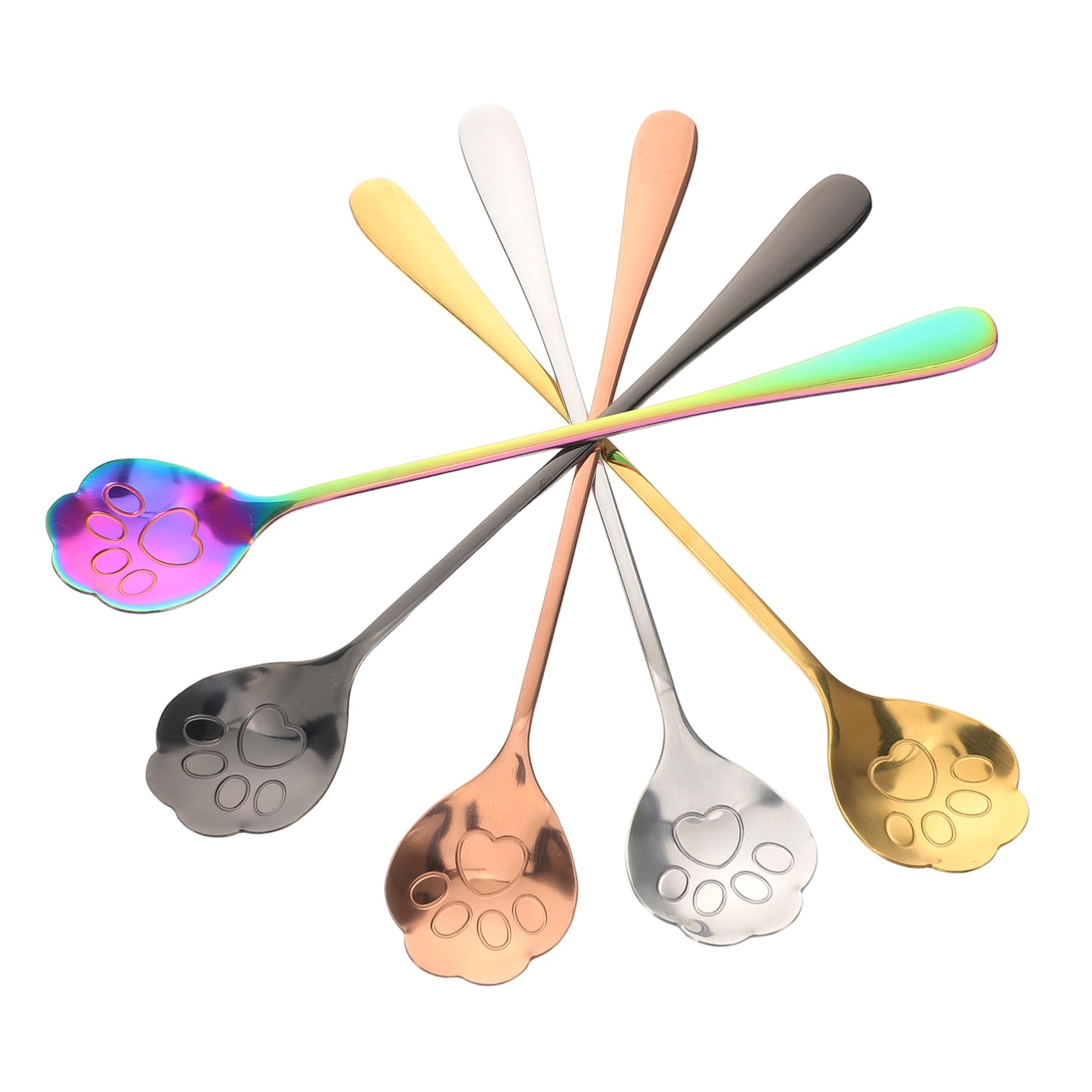 Ciieeo 5Pcs Cute Spoons Stainless Steel Dessert Coffee Tea and Sugar Stirring Utensils for Home and Casual Dining Playful Long Handle Design Colors