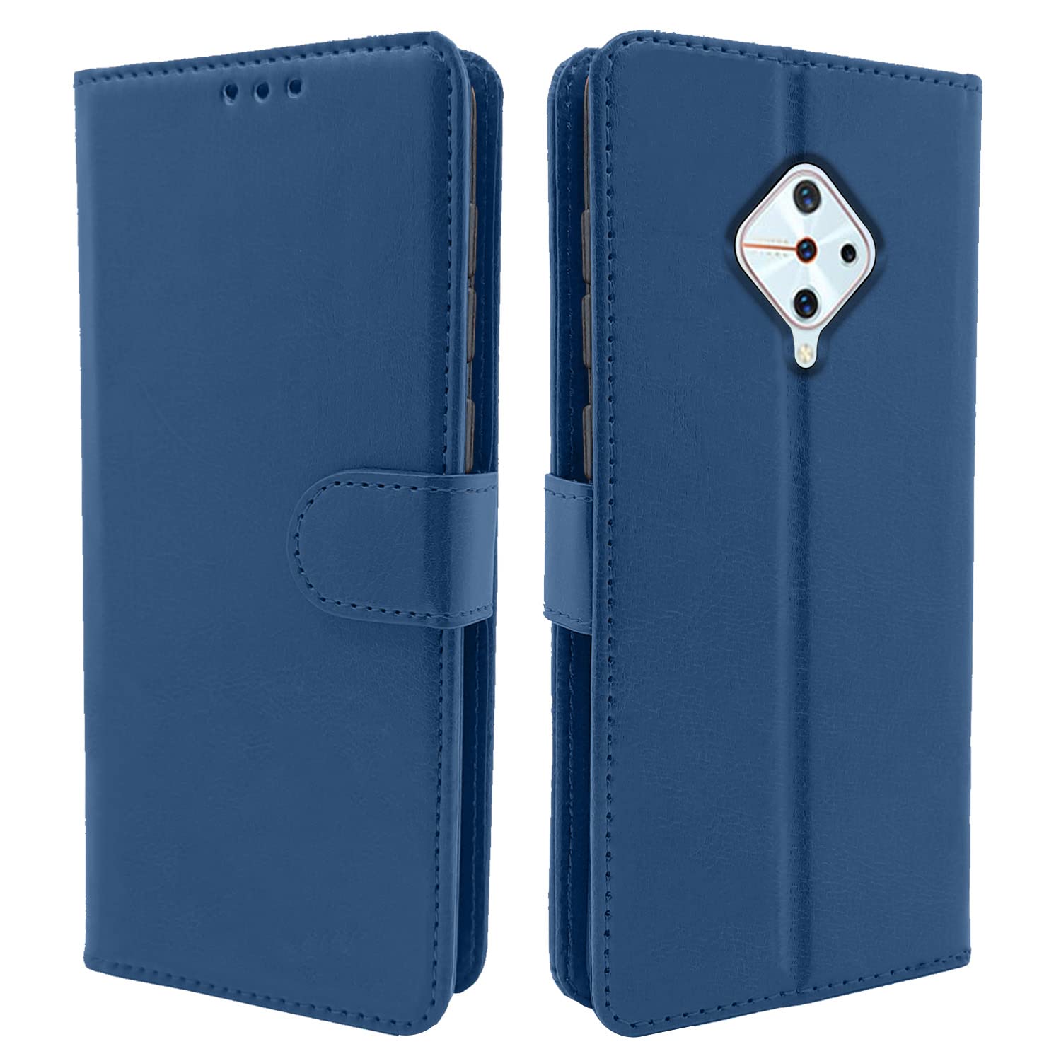 Pikkme Vivo S1 Pro Leather Flip Case (Blue)