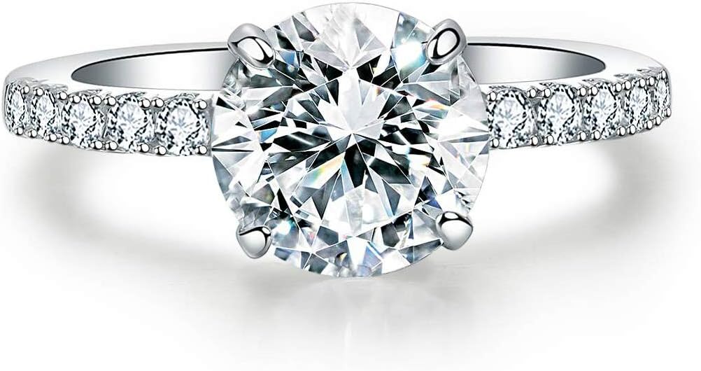 Precision Cut Zircon 2 Ct Round-cut Halo Bridal Ring 925 Silver Accented Brilliant Solitaire Engagement Ring