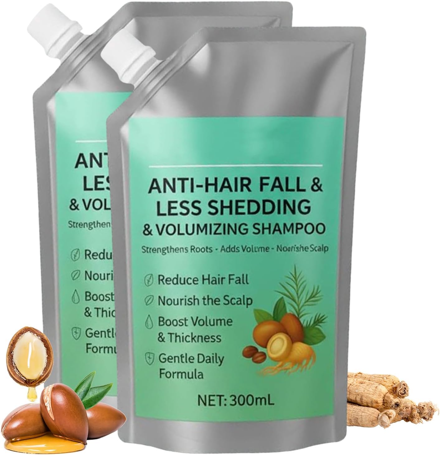 Champú Anticaída y Voluminizador, Champú Control de Grasa y Nutrición del Cuero Cabelludo, Anticaspa, Fortalece las Raíces, Aporta Grosor y Brillo