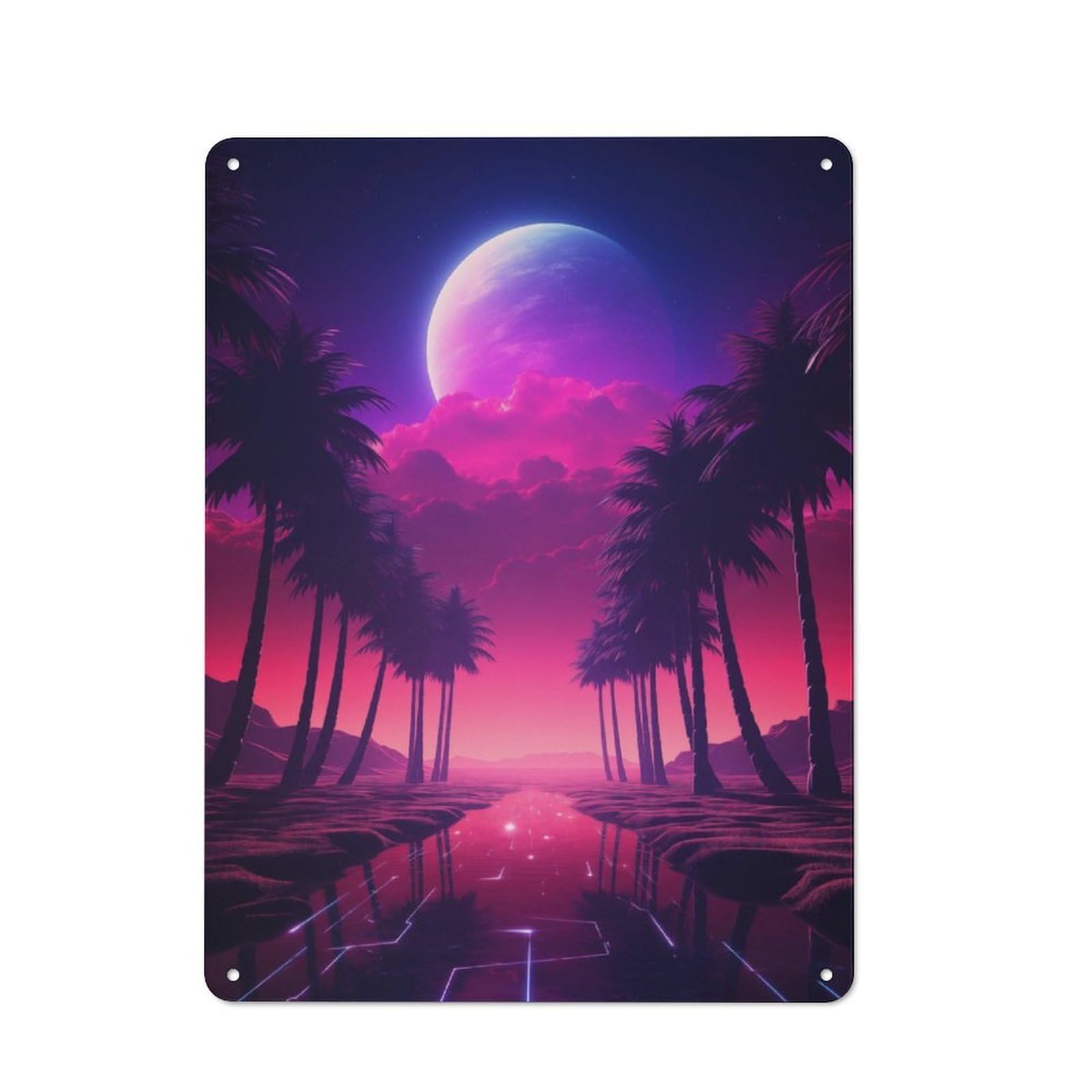 Junmoney Ethereal Tropic Utopia Rustic Metal Plaque 40X30cm For Guest Room Or Hallway, For Home Interiors, Feature Walls And Decorative Displays