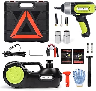 Anbull Electric Car Jack Kit 5 Ton,Hydraulic Car Jack Lift DC12V with Electric Impact Wrench & Inflator for SUV MPV Sedan Truck Tire Change & Garage Repair(Lifting Range 6.1-21.7 inch)