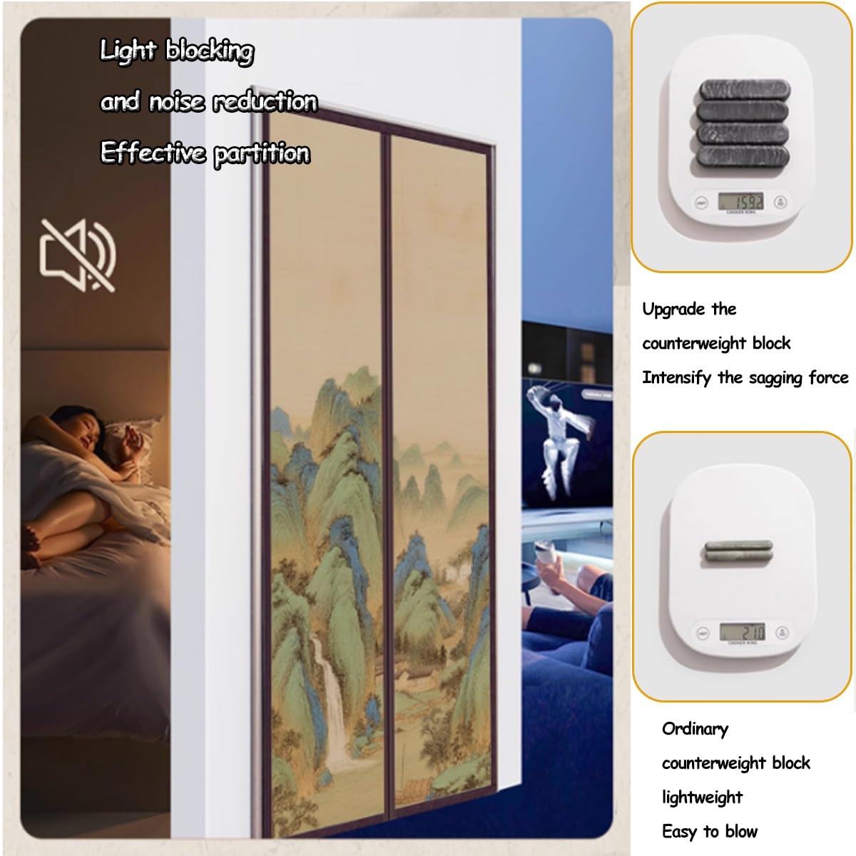 Rideau De Porte Isolant Thermique, Rideau De Porte Interieur D'hiver Thermiques Isolation Anti Froid Et Chaleur Rétro Rideaux Exterieur Occultant Épaississement(Vert,W160XH200CM)