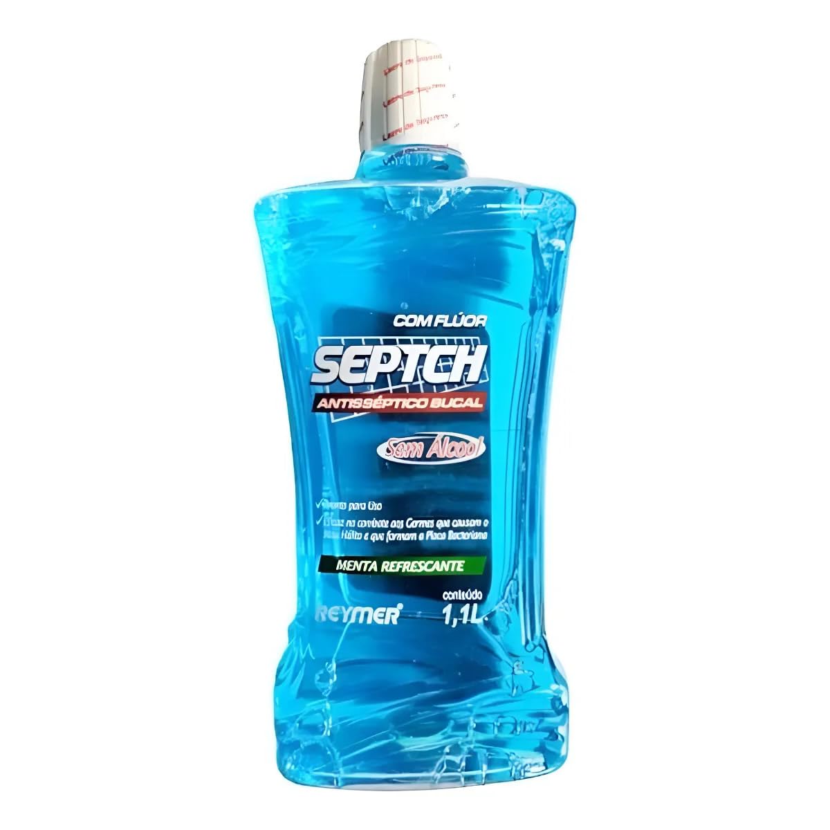 Enxaguante Antisséptico Bucal Septch, Sabor Menta, Sem Álcool, com Flúor, 1,1 Litros