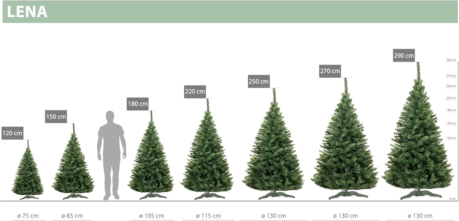 DecoKing Künstlicher Weihnachtsbaum 180 cm TESTSIEGER - Naturgetreu, dichte Zweige Ø 105 cm | 10 Jahre Garantie | Einfach aufzubauender Christbaum | Tannenbaum künstlich Premium | Made in EU | Lena