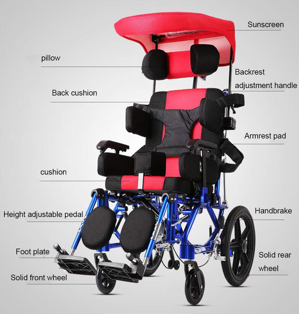 Wózek inwalidzki, dziecięce wózki inwalidzkie 26 kg transport medyczny ergonomiczny zaawansowany wygodny podłokietnik regulowane oparcia nogi 100 kg obciążenie 36 * 36 cm szerokość siedziska