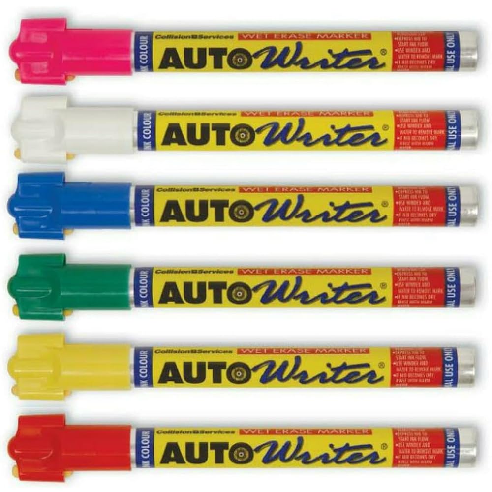 Auto Writer Autowriter PENS Assorted - (6 Pack) [Yellow, Blue, Green, Pink, Red and White] (Assorted)
