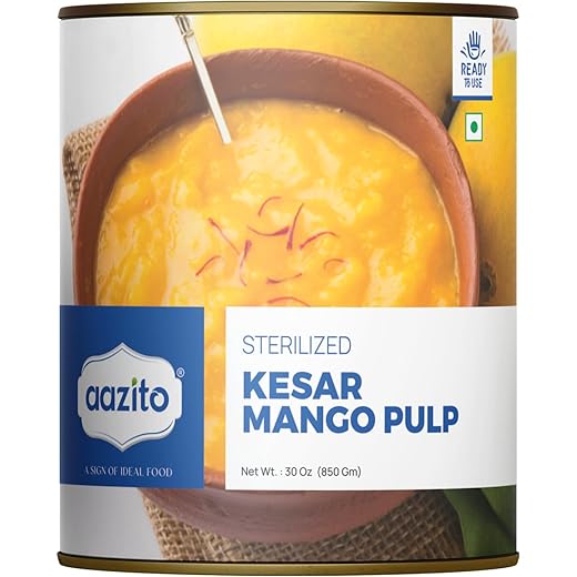 AAZITO Kesar Mango Pulp 850g Aamras No Added Preservative No