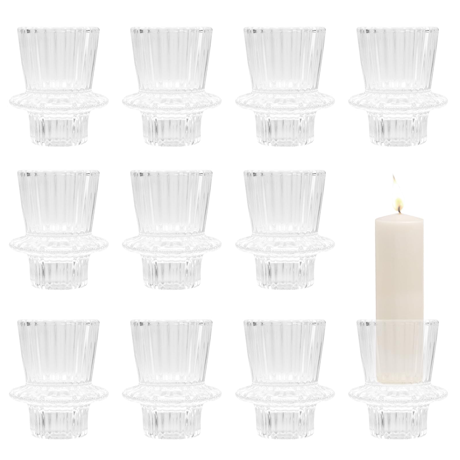 Zfseyuh Portavelas Cristal 10 Piezas Vasos para Velas Vidrio Porta Velas Pequeñas Portavelas Transparente para Decoración Portavelas para Velas para Decoración de Mesa de Boda