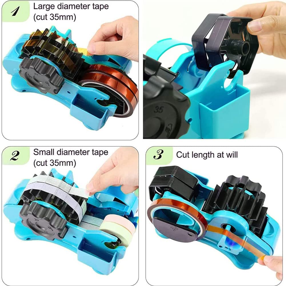 WäRme Distributeur de adhésif avec plusieurs rouleaux de découpe, pour sublimation pour transfert de chaleur, adhésif avec noyau bleu de 2,5 cm et 7,6 cm