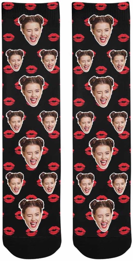 DIYKST Custom Face Socks for Men Women Personalized Photo Socks Love Heart Valentine's Day Christmas Gift for Famliy - Image 4