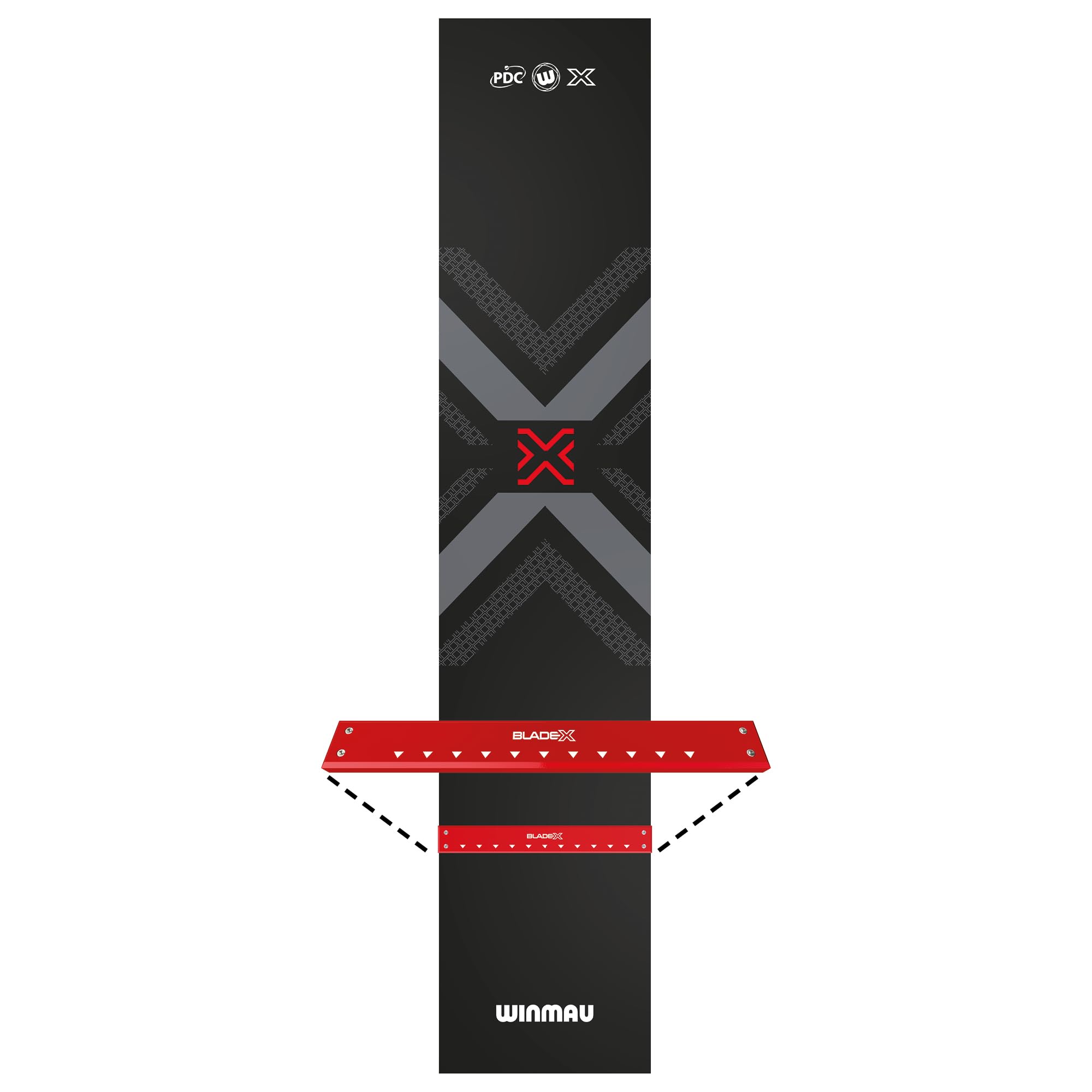 WINMAU Blade X Pro Zone Precision Tapis de fléchettes en PVC avec ligne de fléchettes surélevée intégrée – Longueur totale – Design noir élégant – Accessoire professionnel – Tapis de fléchettes