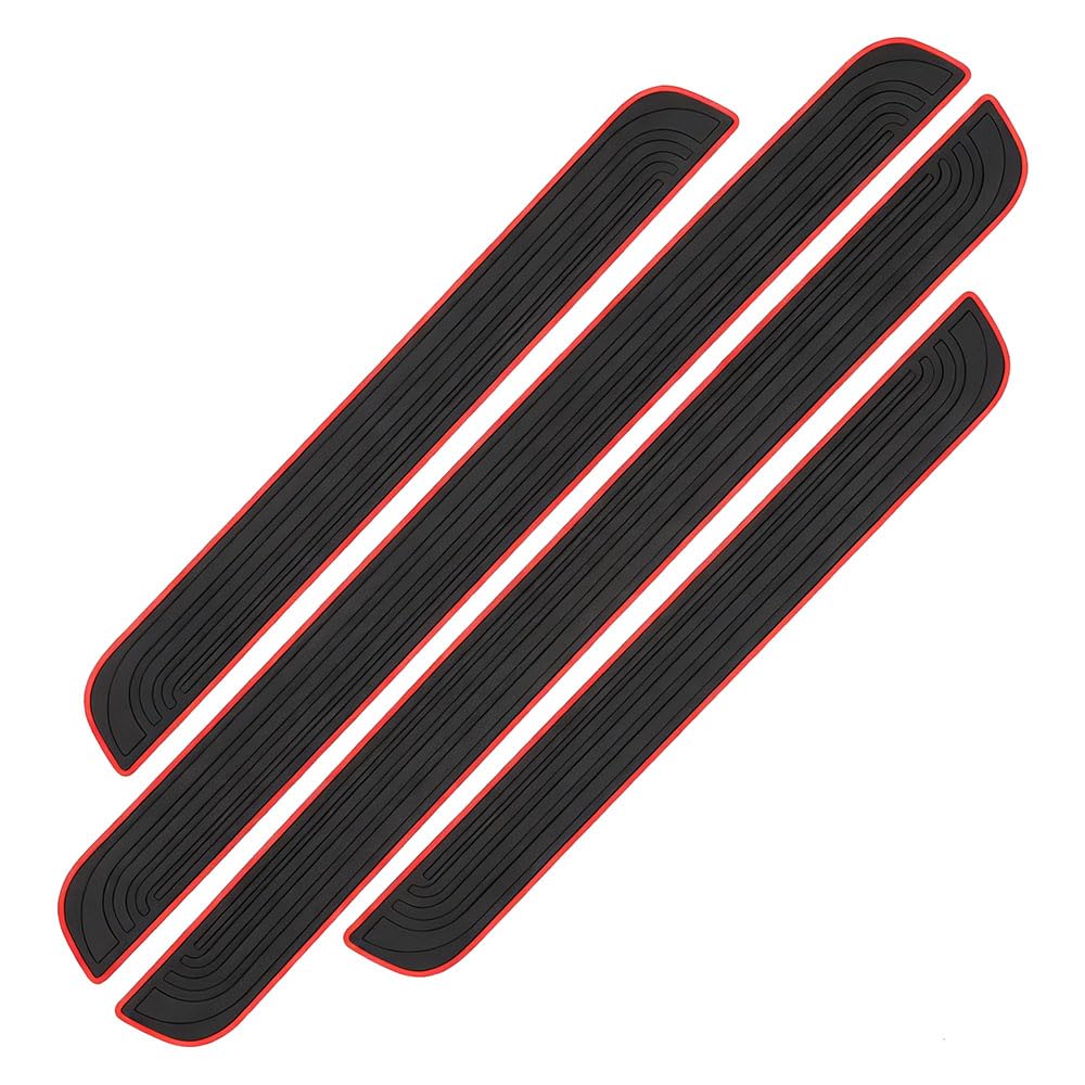 Aaxling Car Door Sill Protector for Peugeot 5008 (T87 P87 2009-2025 2026),Flexible Heavy Duty Rubber Scuff Plate Guard,Anti-Slip Strip Entry Edge Scratch Prevention Protection Cover 4pcs,Red